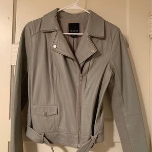 Trouve grey leather moto jacket